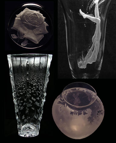 Collage of etched glass